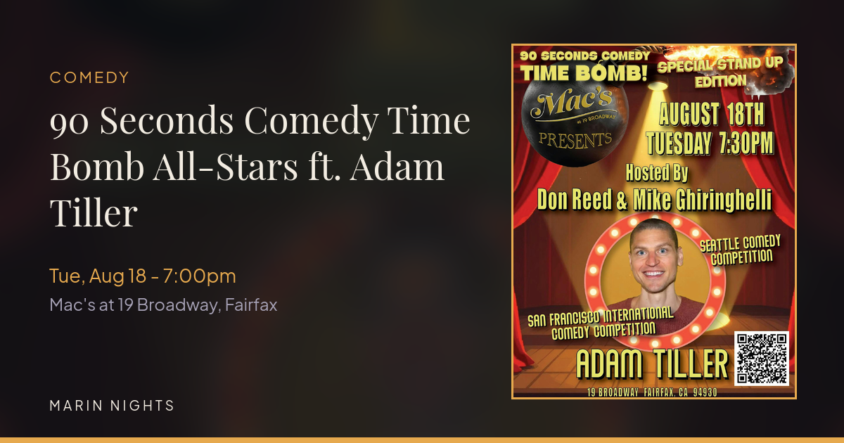 90 Seconds Comedy Time Bomb All-Stars ft. Adam Tiller - Comedy at Mac’s at 19 Broadway