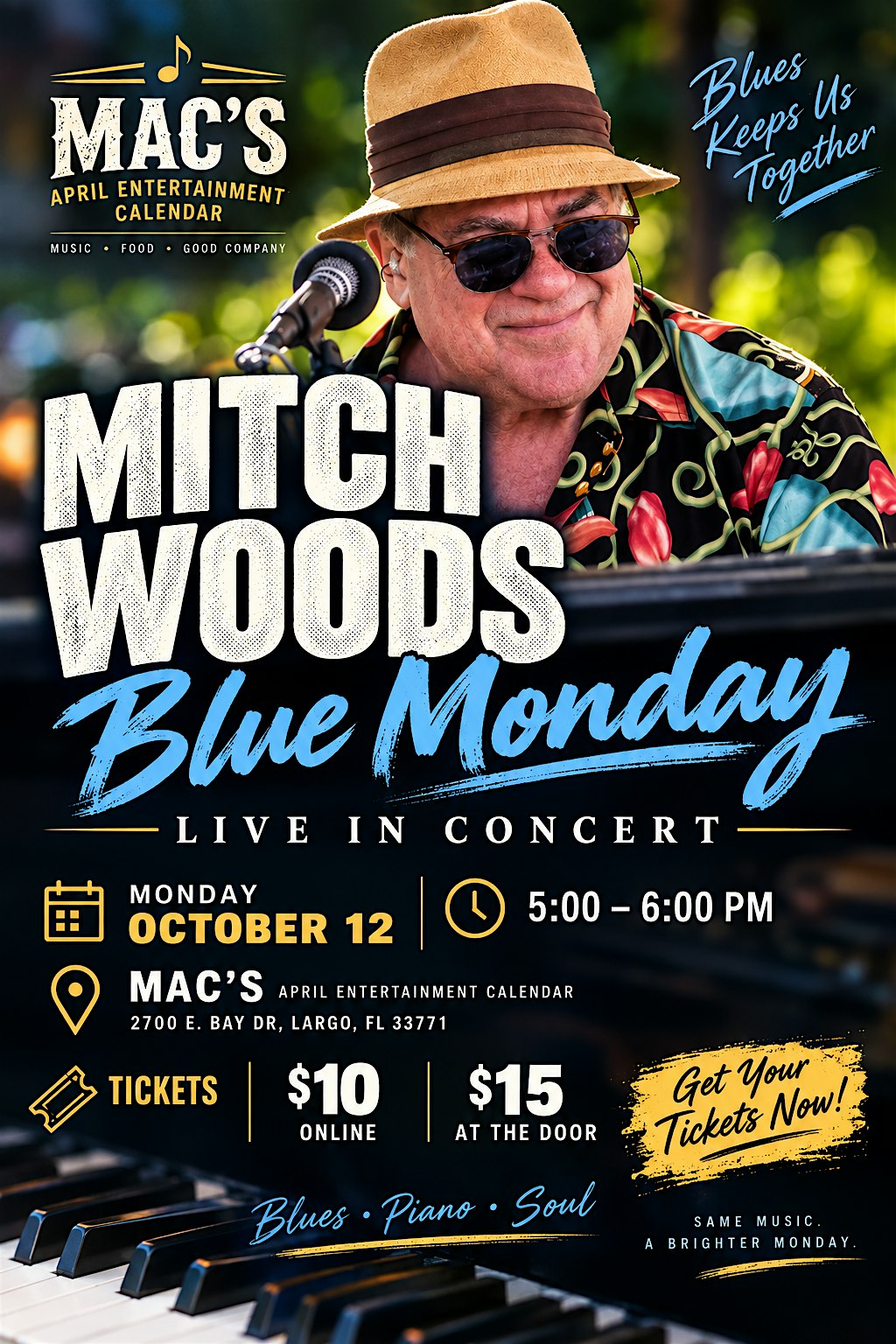 Mitch Woods Live at Mac's - Blues, Piano, Soul in Fairfax at Mac's at 19 Broadway in Fairfax