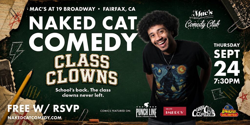 Naked Cat Comedy – Live Stand-Up in Fairfax at Mac’s at 19 Broadway