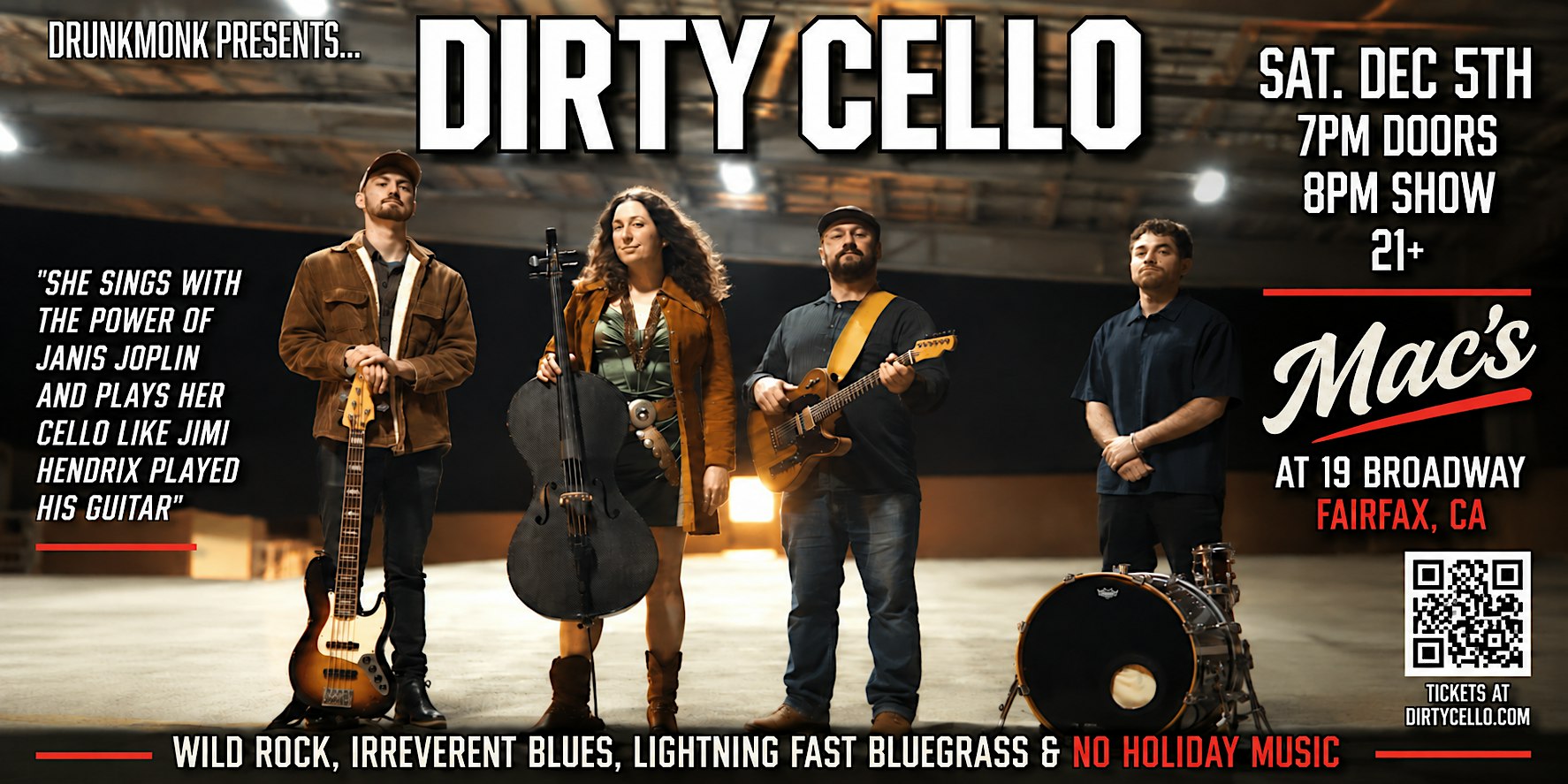 Dirty Cello Live at Mac’s | Rock, Blues & Bluegrass in Fairfax - Live Music at Mac’s at 19 Broadway