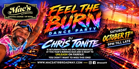 Feel the Burn Dance Party with DJ Chris Tonite | Fairfax - Live Music at Mac’s at 19 Broadway