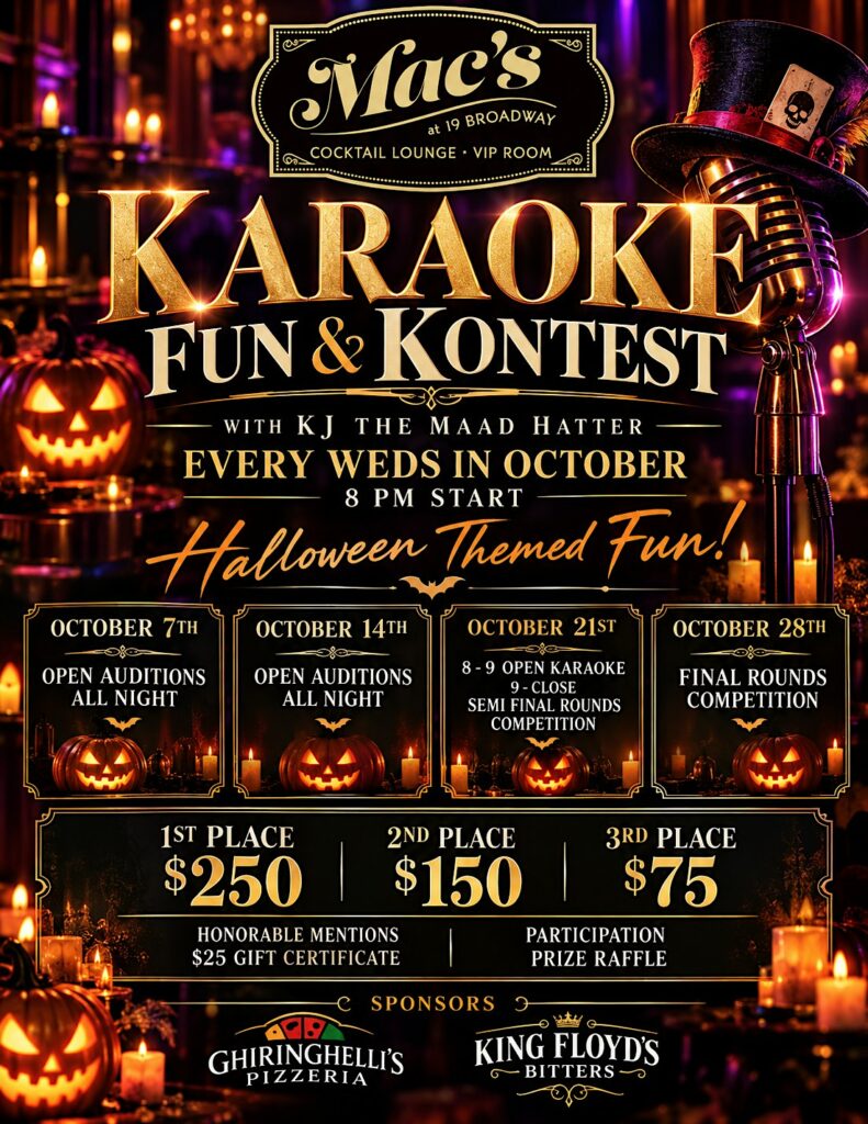 Karaoke Fun & Kontest at Mac’s in Fairfax, CA at Mac’s at 19 Broadway