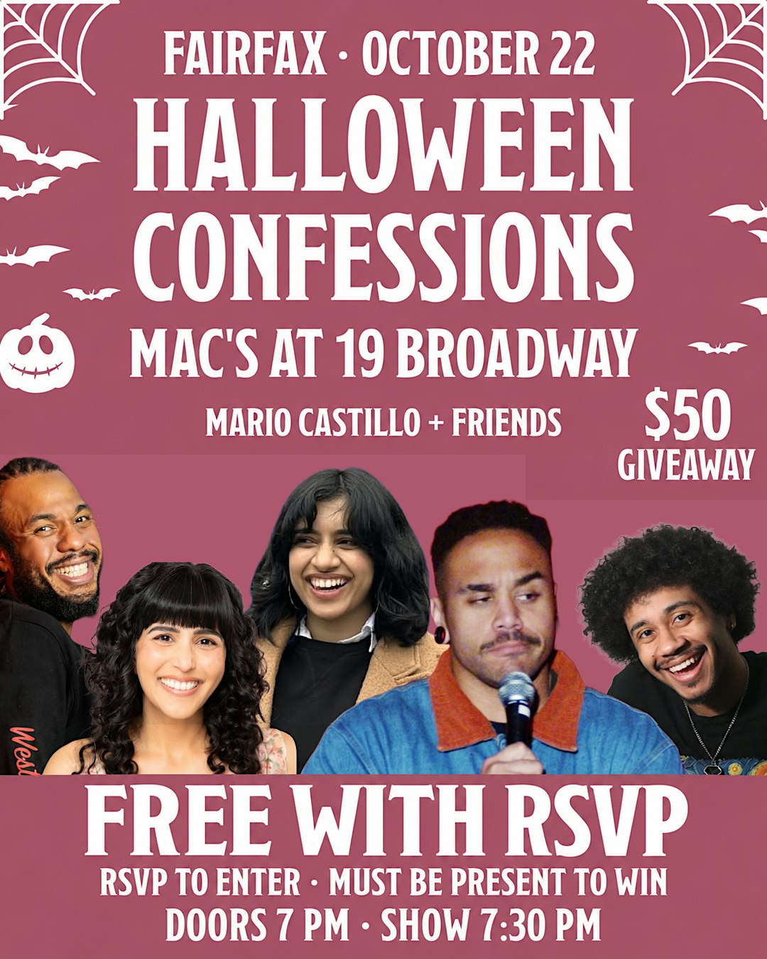 Mario Castillo Live: Halloween Confessions — Fairfax - Comedy at Mac’s at 19 Broadway